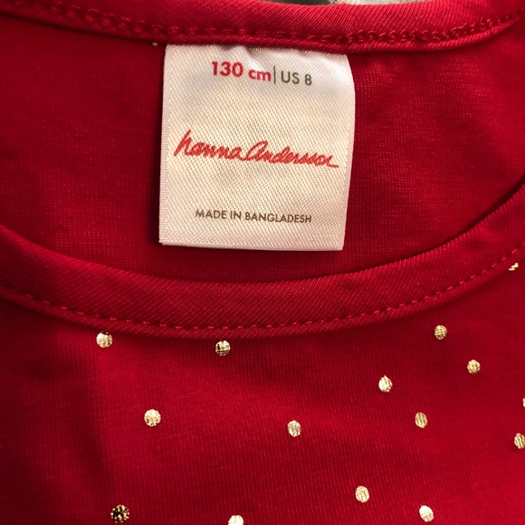 Hanna Andersson Shimmer star dress in soft tulle red and gold 8 NEW holiday - Picture 4 of 6